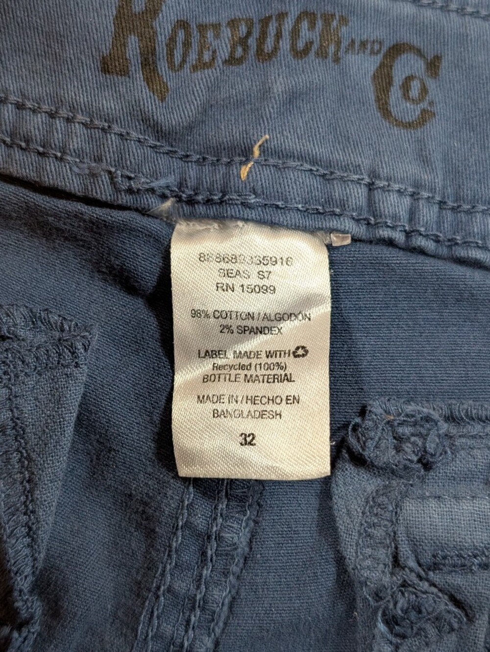 Roebuck & Co Men's Cargo Shorts Dark Blue Cotton Stretch Utility Size 32 - Picture 5 of 6